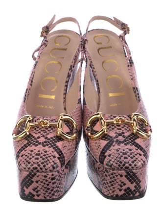 Gucci Leather Animal Print Slingback Pumps