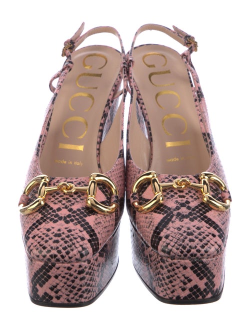 Gucci Leather Animal Print Slingback Pumps