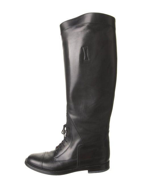 Gucci Web Accent Leather Riding Boots