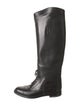 Gucci Web Accent Leather Riding Boots