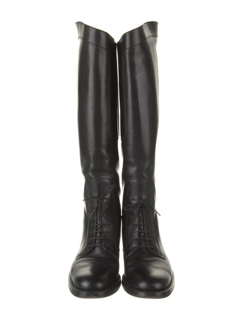 Gucci Web Accent Leather Riding Boots