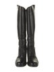 Gucci Web Accent Leather Riding Boots