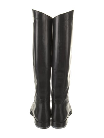 Gucci Web Accent Leather Riding Boots