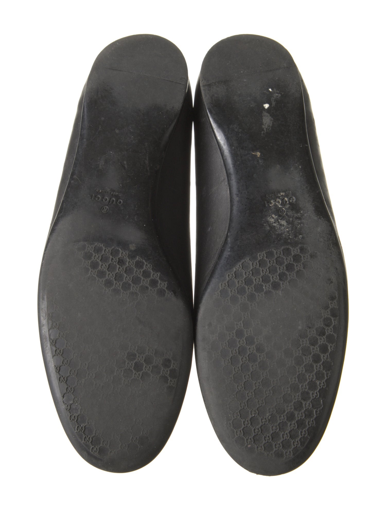 Gucci Interlocking G Logo Leather Ballet Flats