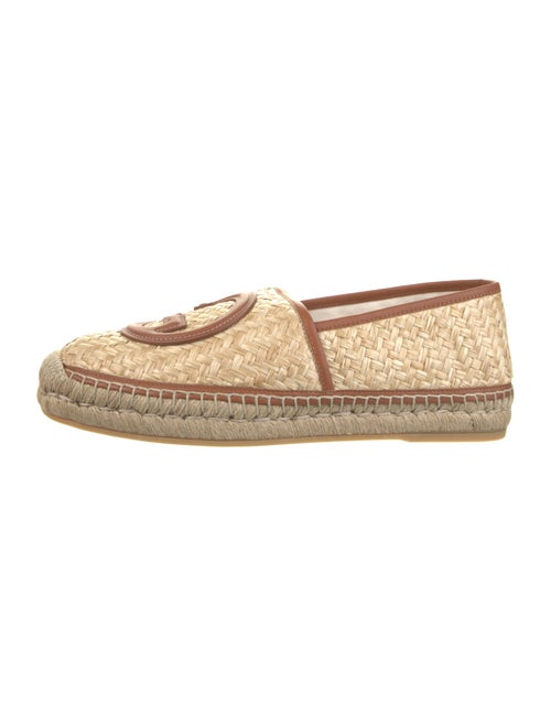 Gucci Raffia Leather Trim Embellishment Espadrilles