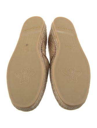 Gucci Raffia Leather Trim Embellishment Espadrilles