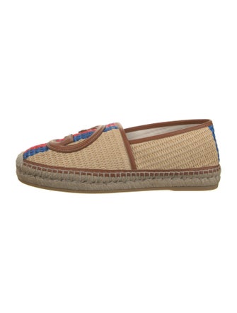 Gucci Sylvie Web Accent Raffia Espadrilles
