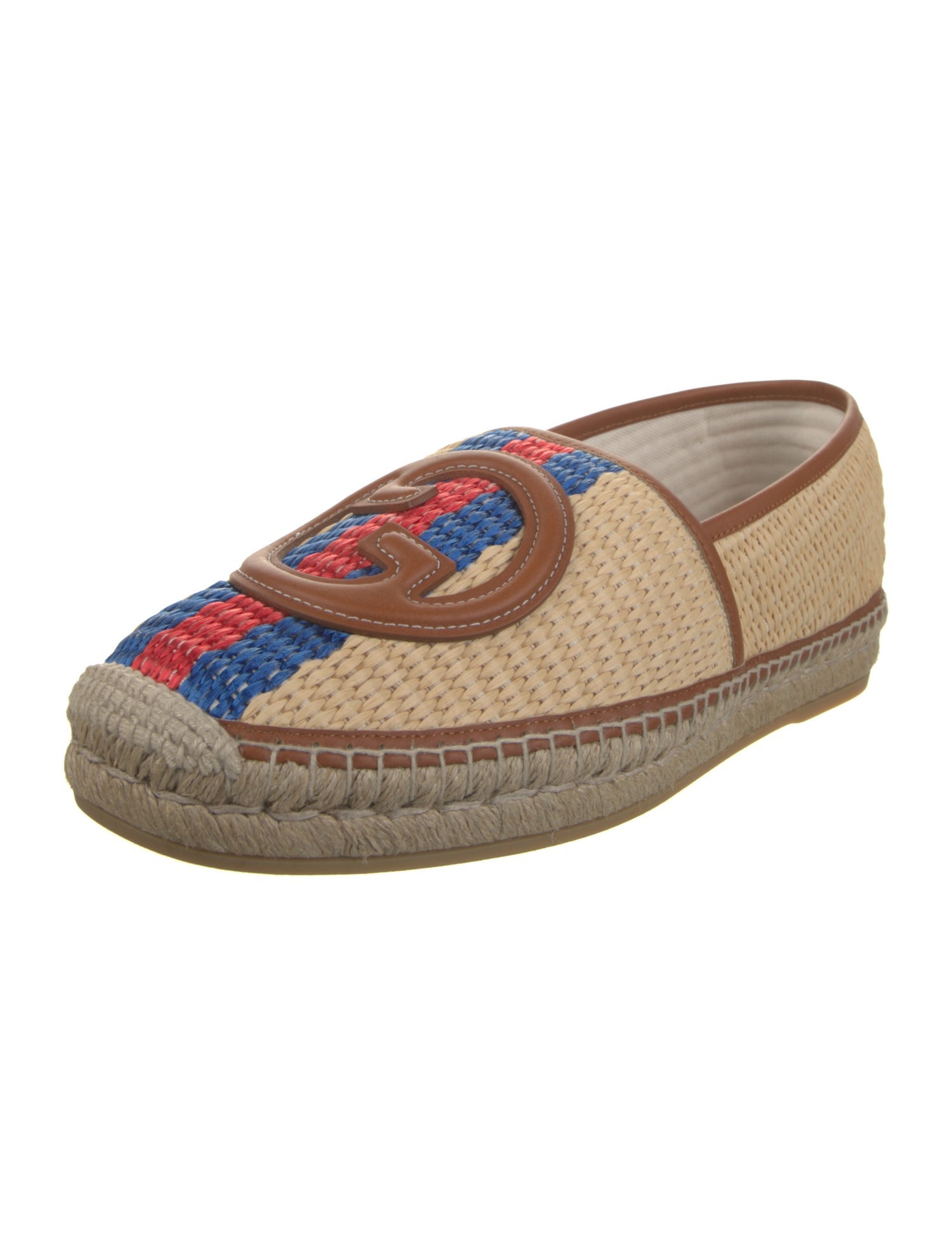 Gucci Sylvie Web Accent Raffia Espadrilles