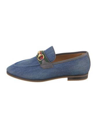 Gucci Web Accent Denim Dress Loafers