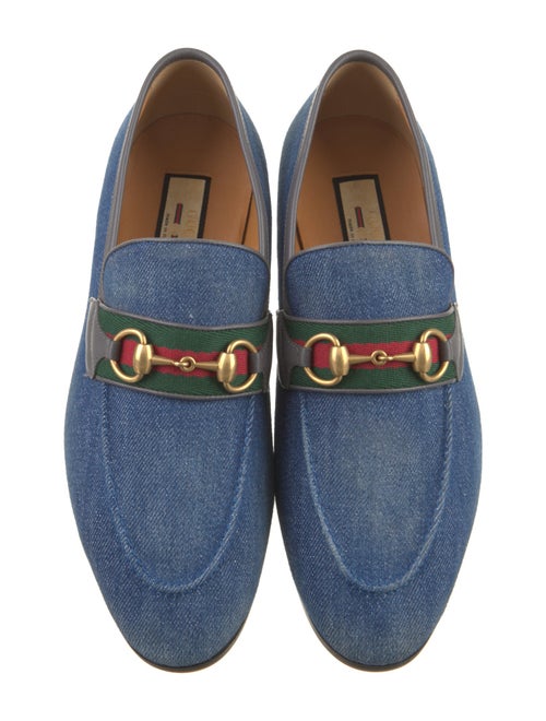 Gucci Web Accent Denim Dress Loafers