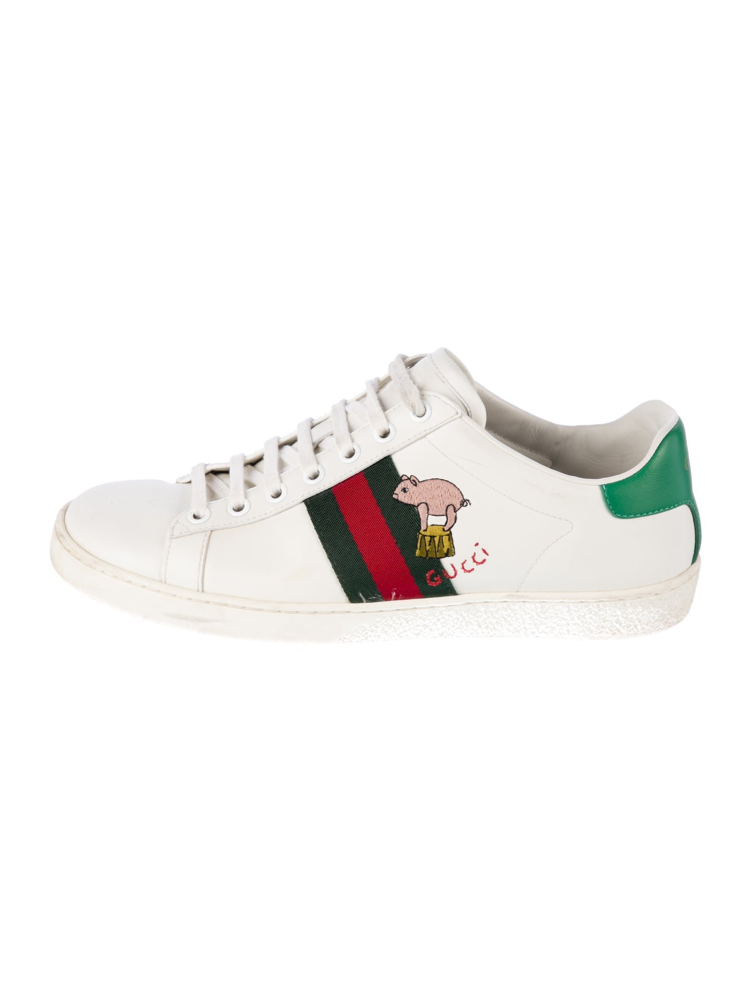 Gucci Web Accent Leather Sneakers