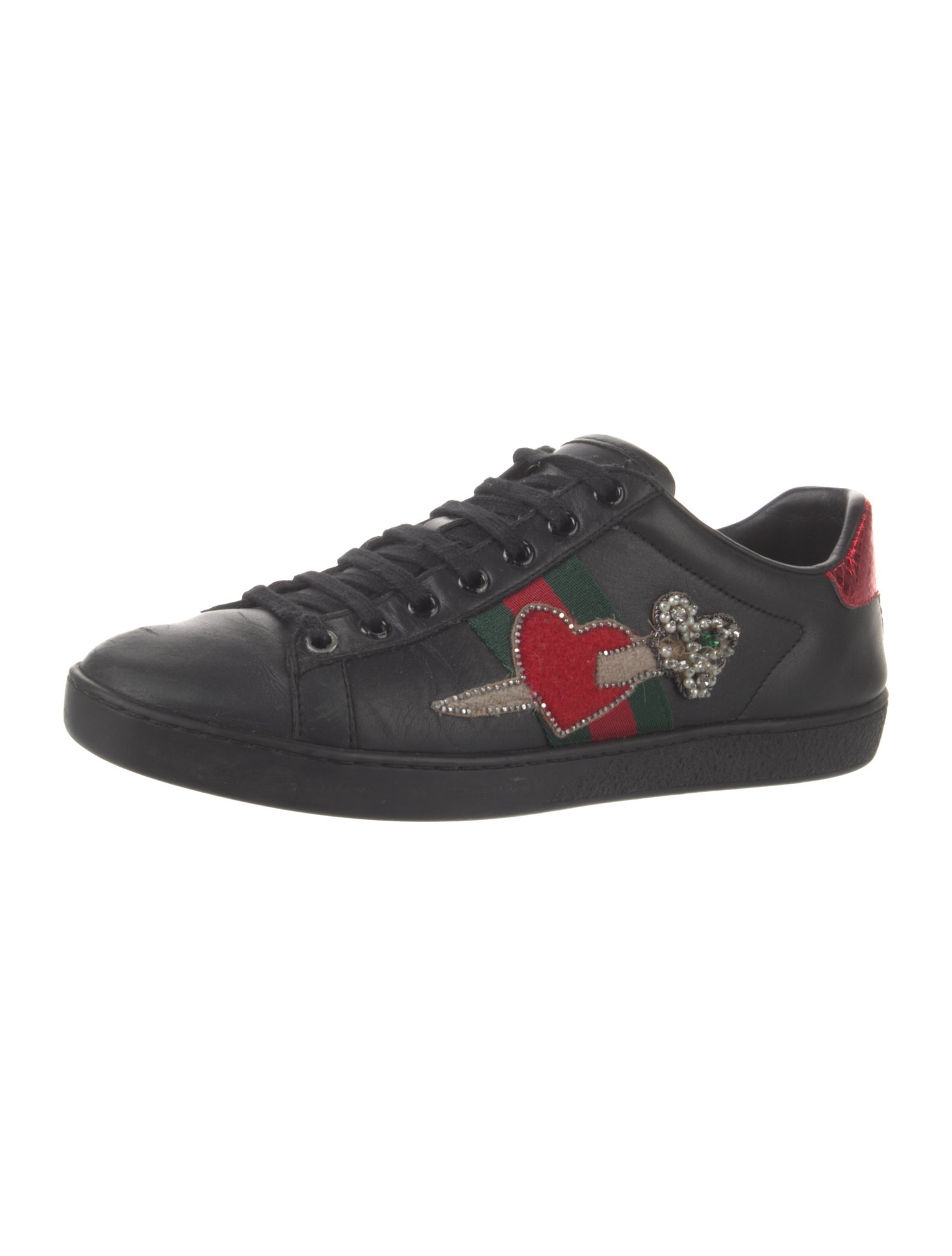 Gucci Web Accent Leather Sneakers