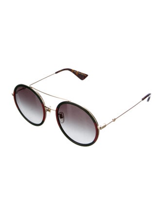 Gucci Web Accent Round Sunglasses