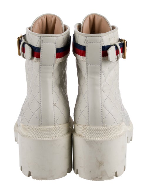 Gucci Sylvie Web Accent Leather Combat Boots