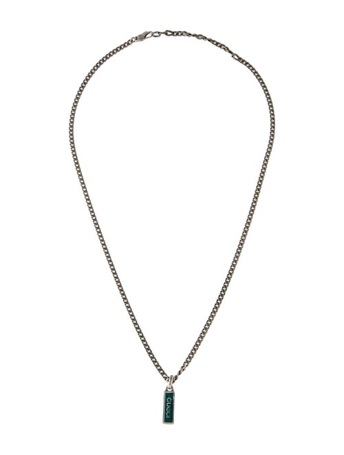Gucci Enamel Logo Pendant Necklace