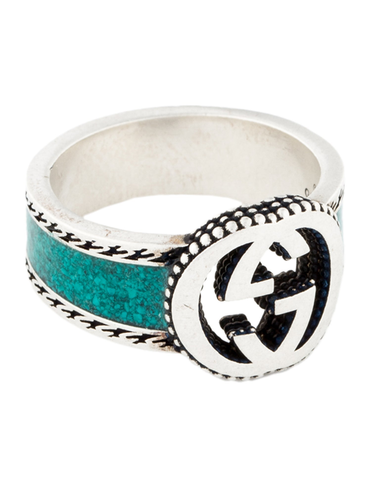 Gucci Enamel Interlocking G Band Ring