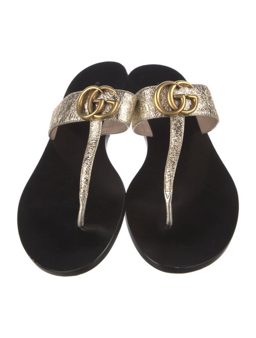 Gucci Double G Logo Leather Slides