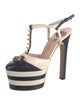 Gucci Feline Head Accent Leather T-Strap Pumps