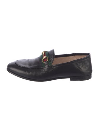 Gucci Web Accent Leather Loafers