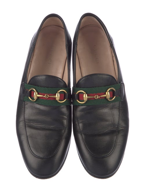 Gucci Web Accent Leather Loafers