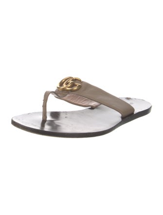 Gucci Double G Logo Leather Flip Flops