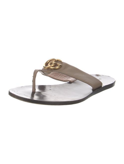 Gucci Double G Logo Leather Flip Flops