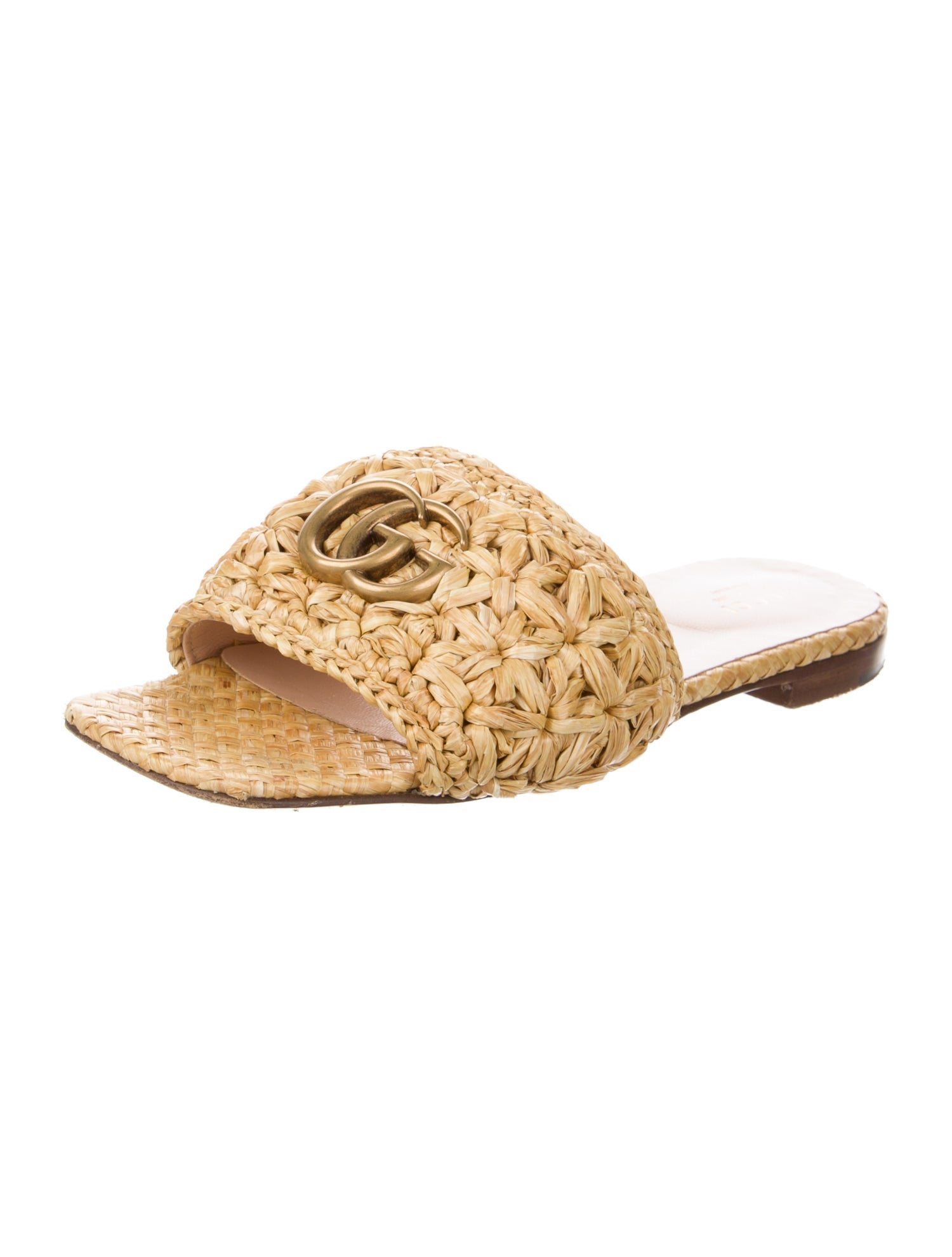 Gucci Double G Logo Straw Slides