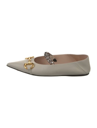 Gucci Horsebit Accent Leather Mary Jane Flats