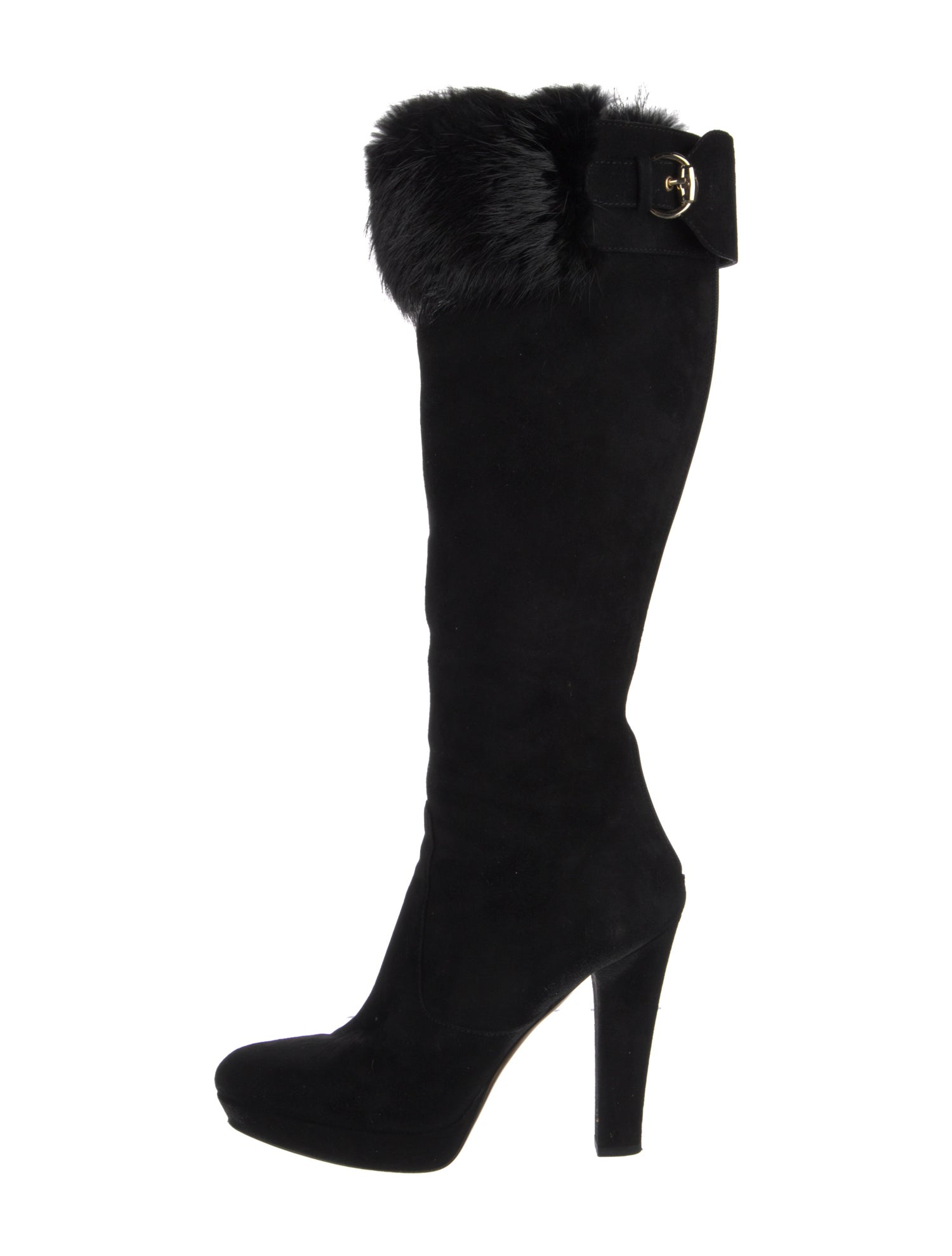 Gucci Suede Fur Trim Boots