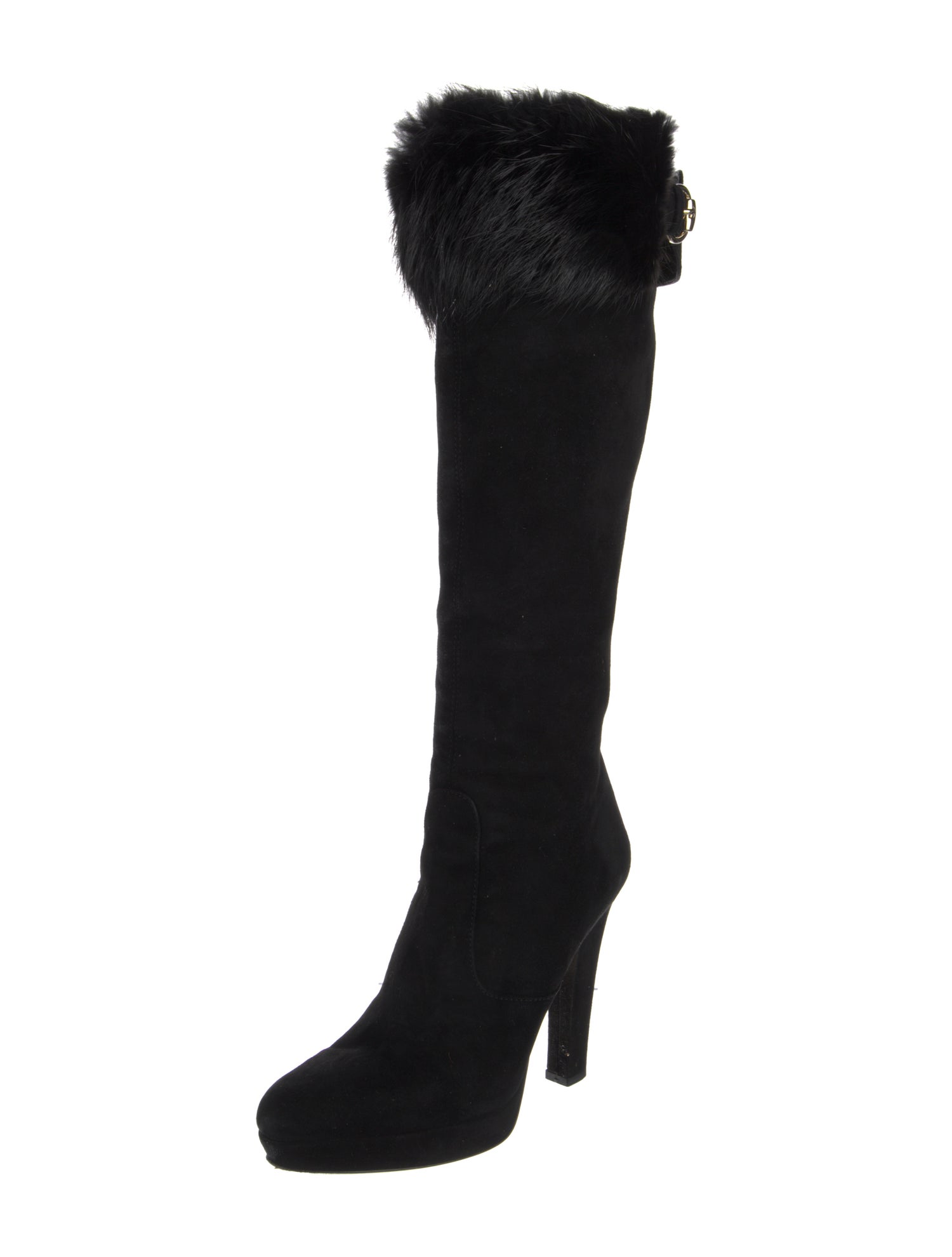 Gucci Suede Fur Trim Boots
