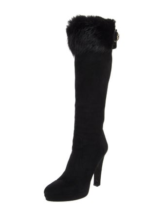 Gucci Suede Fur Trim Boots