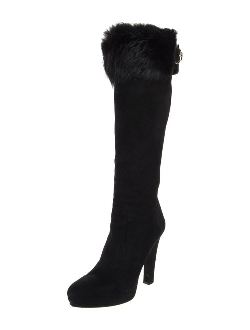 Gucci Suede Fur Trim Boots