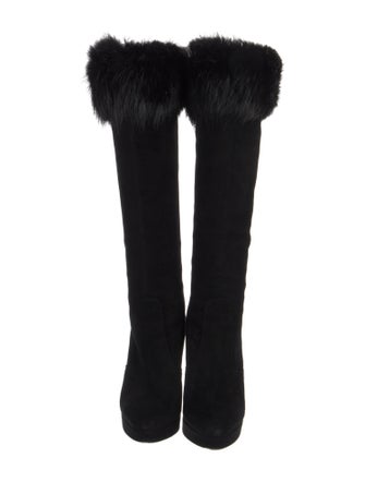Gucci Suede Fur Trim Boots
