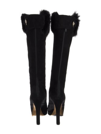 Gucci Suede Fur Trim Boots