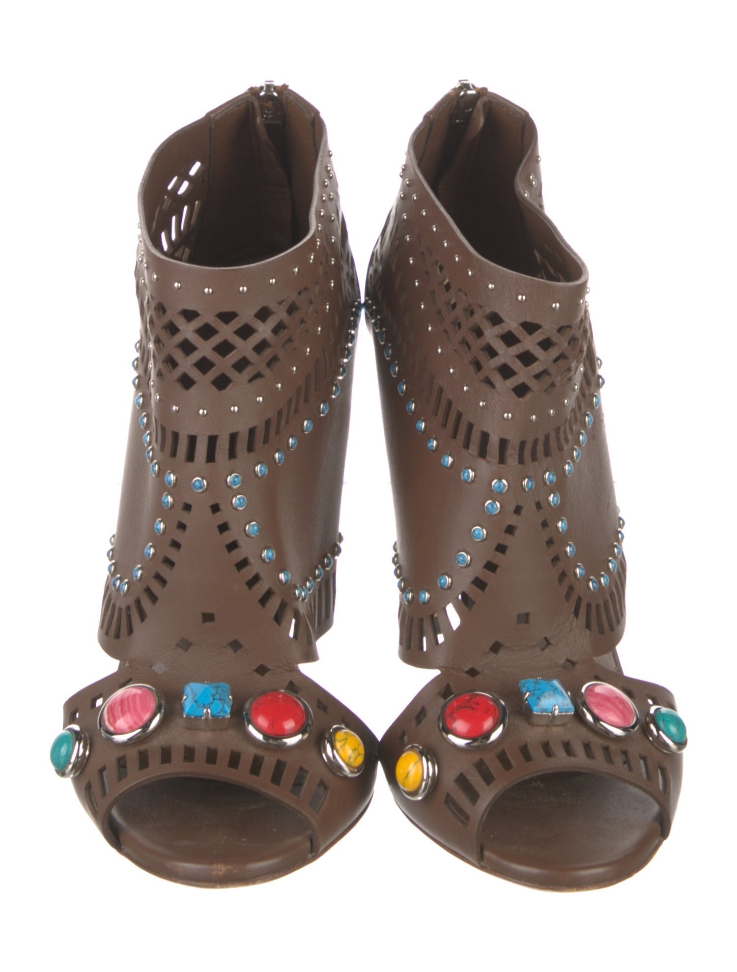 Gucci Leather Lasercut Accents T-Strap Pumps