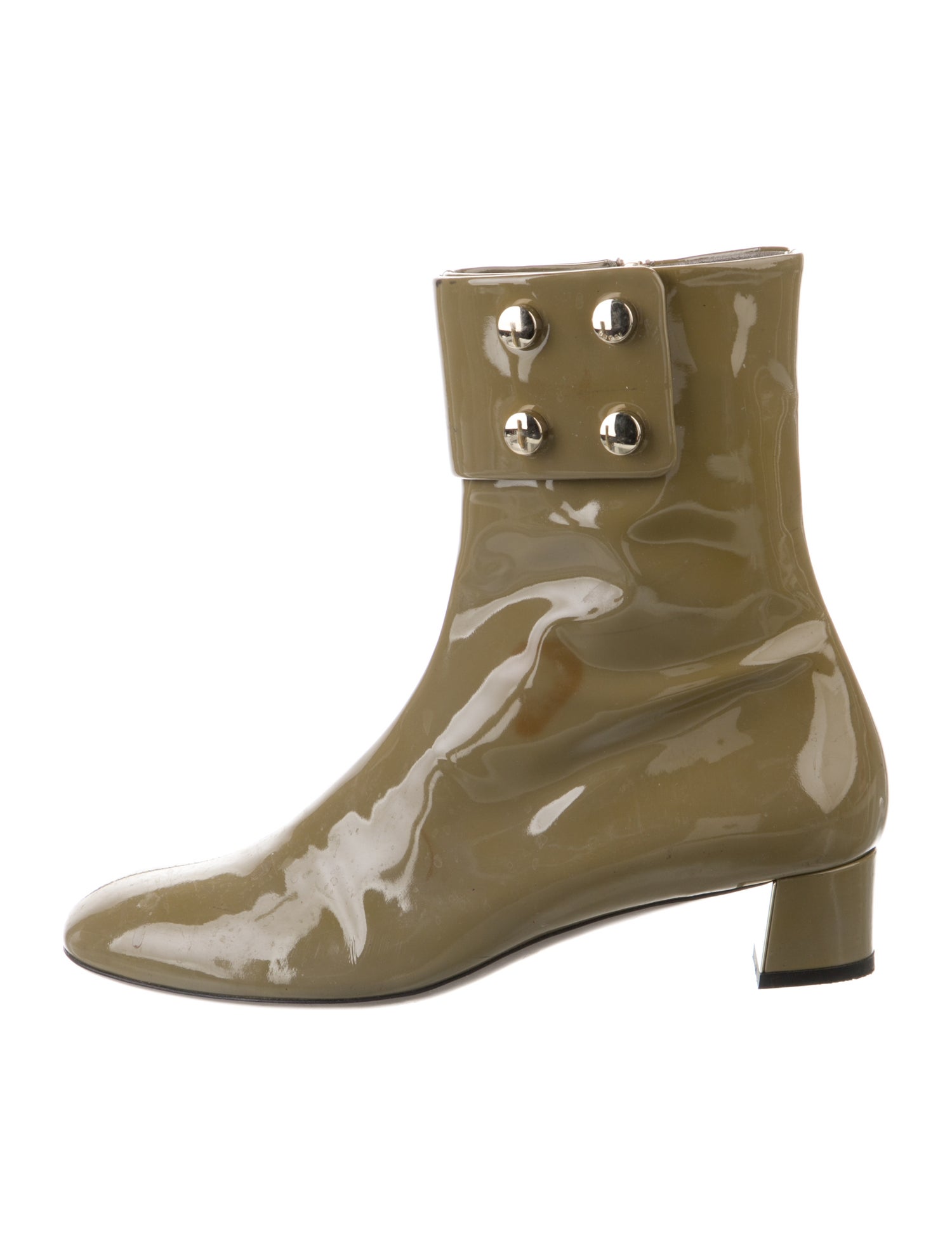 Gucci Patent Leather Studded Accents Combat Boots