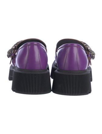 Gucci Patent Leather Crystal Embellishments Loafers