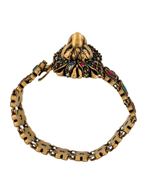 Gucci Crystal Lion Head Link Bracelet