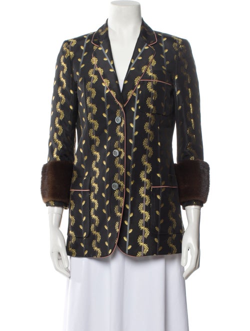 Gucci Silk Floral Print Fur Jacket