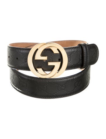 Gucci Belts Interlocking G Logo Embossed Leather Belt M