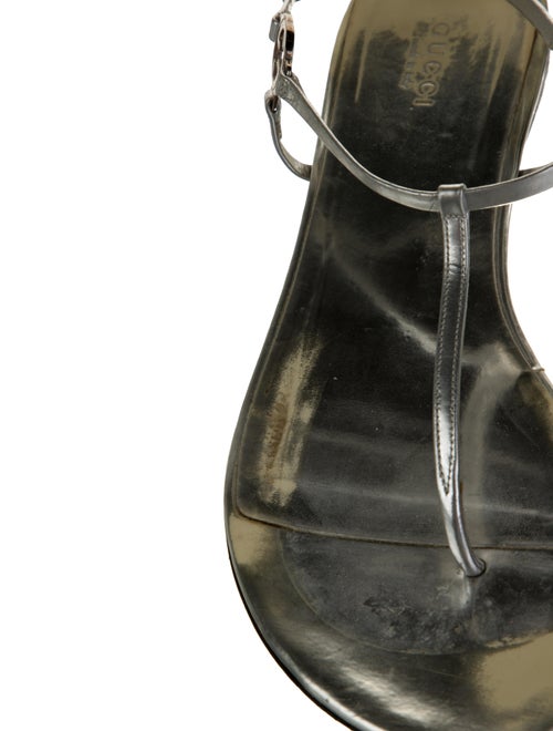 Gucci Interlocking G Logo Patent Leather T-Strap Sandals