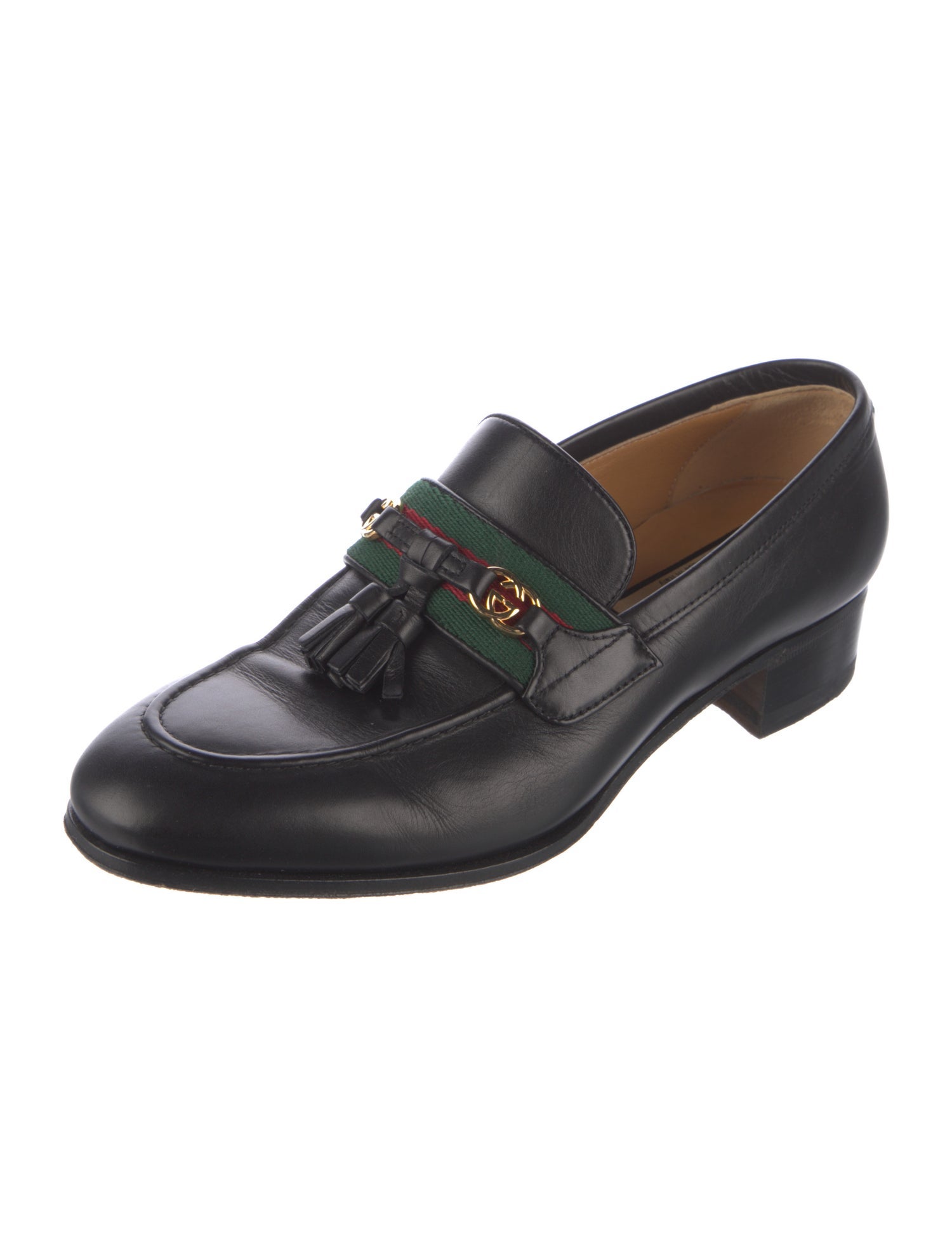 Gucci Web Accent Leather Pumps