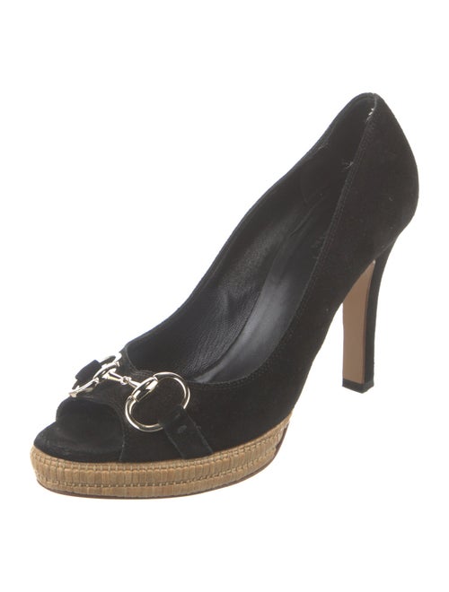 Gucci Horsebit Accent Suede Pumps