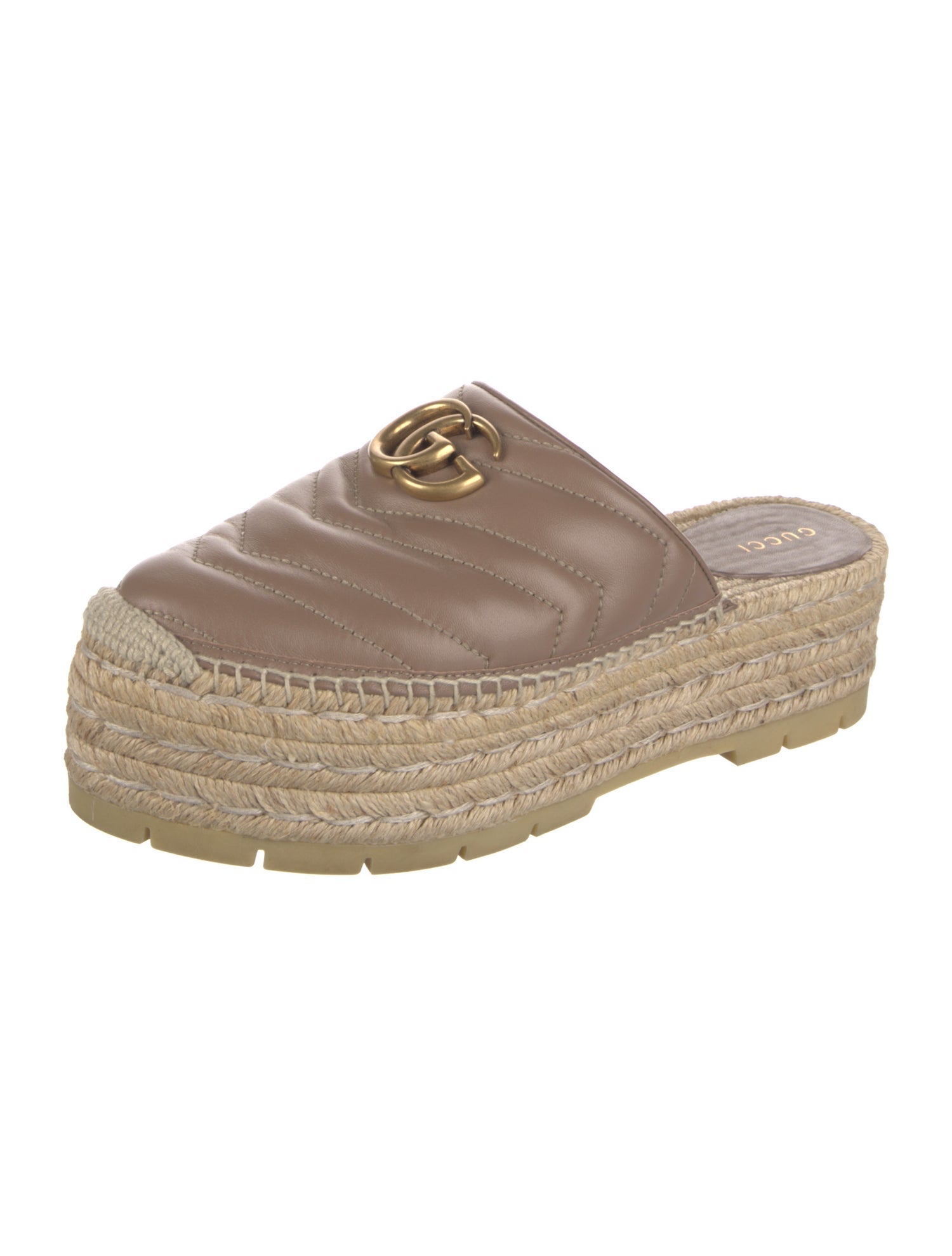 Gucci Double G Logo Leather Espadrilles