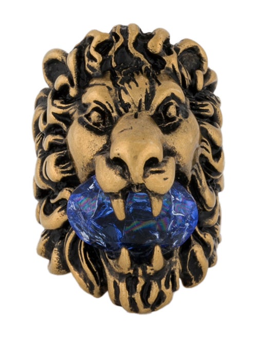 Gucci Crystal Lion Head Cocktail Ring