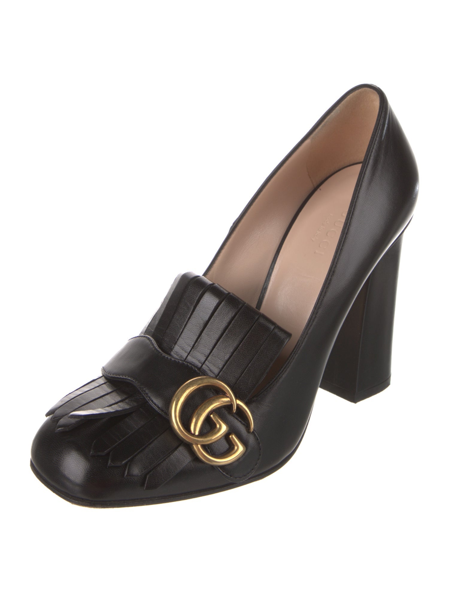 Gucci Double G Logo Leather Pumps
