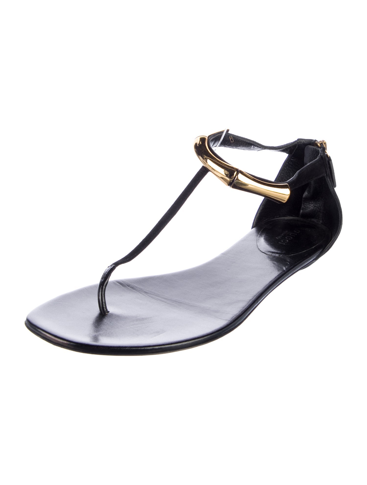 Gucci Horsebit Accent Suede T-Strap Sandals