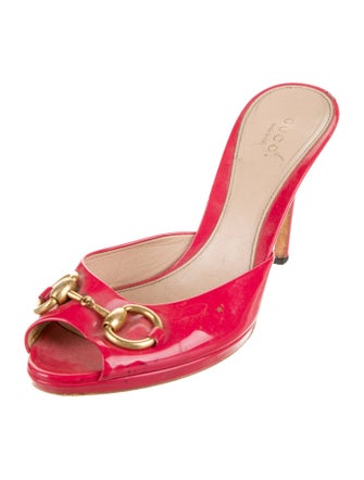 Gucci Horsebit Accent Patent Leather Slides