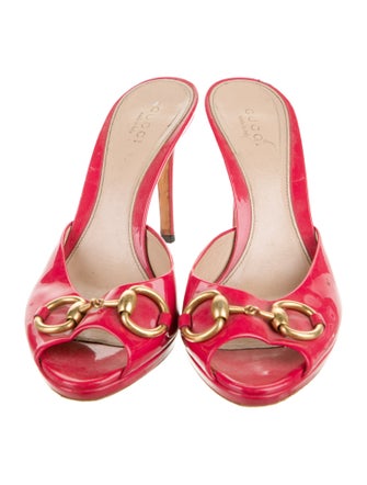 Gucci Horsebit Accent Patent Leather Slides