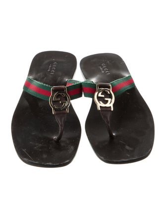 Gucci Web Accent Canvas Flip Flops